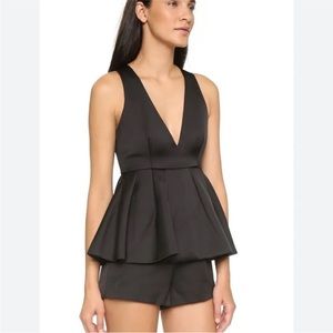 C/MEO Collective Revolve Future Starts Black plunging v-neck peplum top sz.XXS